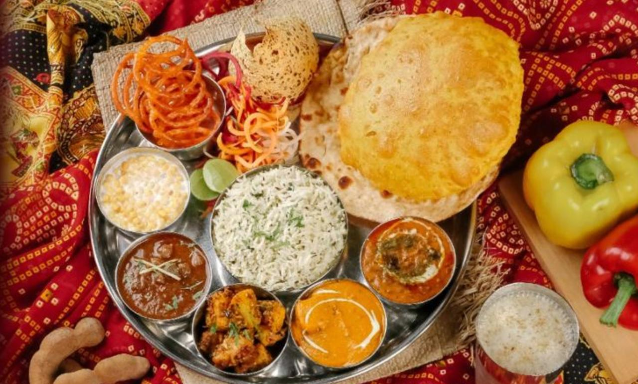 Namaskar Thali — Indian vegetarian thali in Seminyak with dal, sabji, breads and sweet