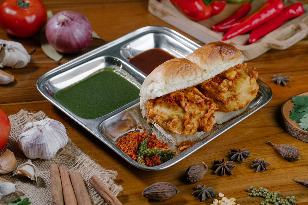 Mumbai Vada Pav — vegan Indian potato burger snack